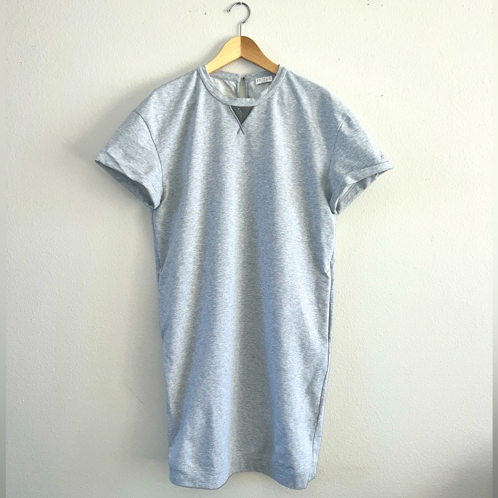 Brunello Cucinelli Gray Sweatshirt Dress